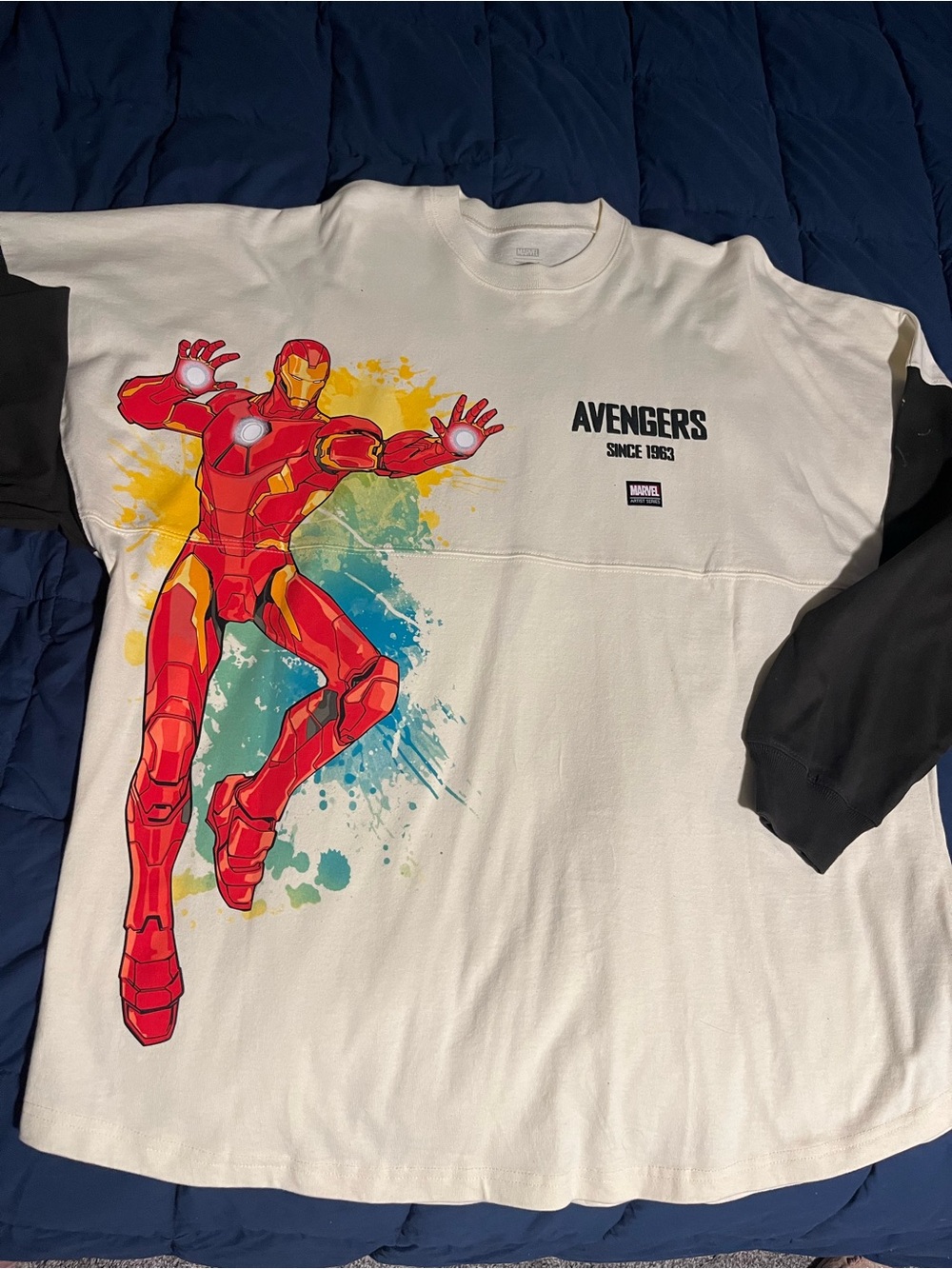 Avengers Iron Man Graphic Spirit Jersey- White with Black Sleeves